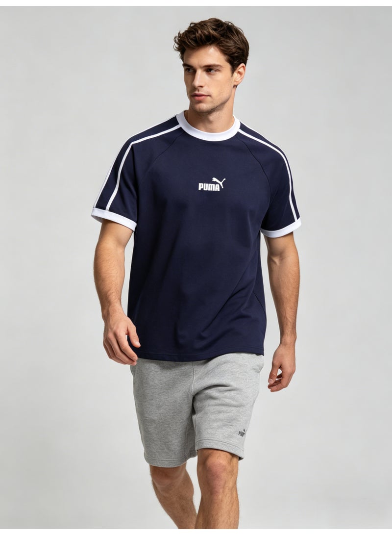 بوما Title: PUMA Men’s Classic Raglan Sleeve T-Shirt - Navy/White - Image 2