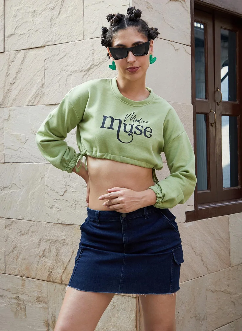 PINACOLADA Women's Pistachio Green Modern Muse Crop Top