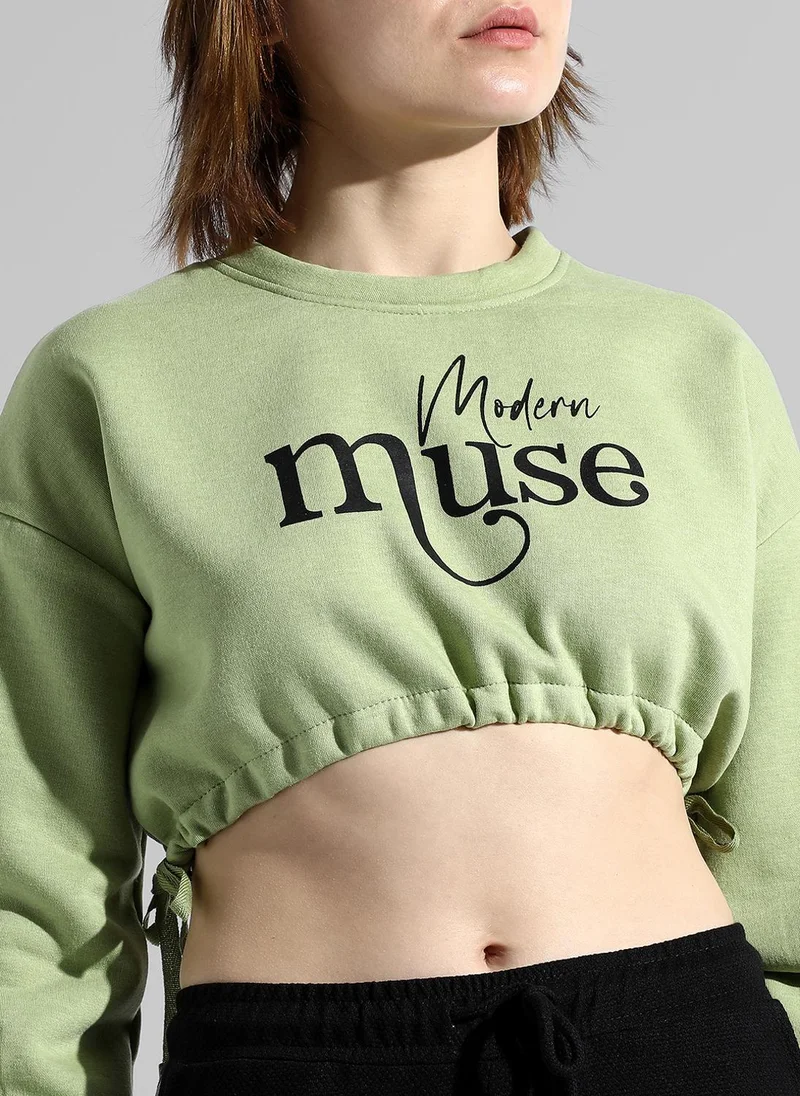 PINACOLADA Women's Pistachio Green Modern Muse Crop Top
