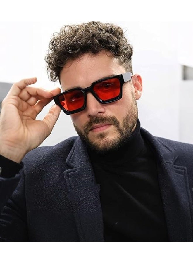 HDCRAFTER Thick Square Sunglasses for Men Women Retro Chunky Rectangle Shades UV400 Protection - Image 3
