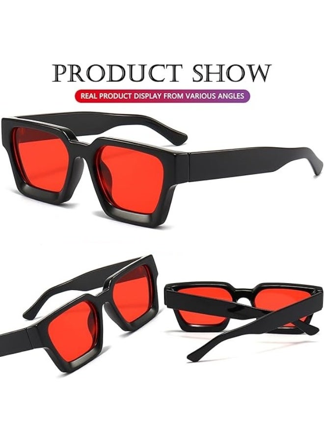 HDCRAFTER Thick Square Sunglasses for Men Women Retro Chunky Rectangle Shades UV400 Protection - Image 5
