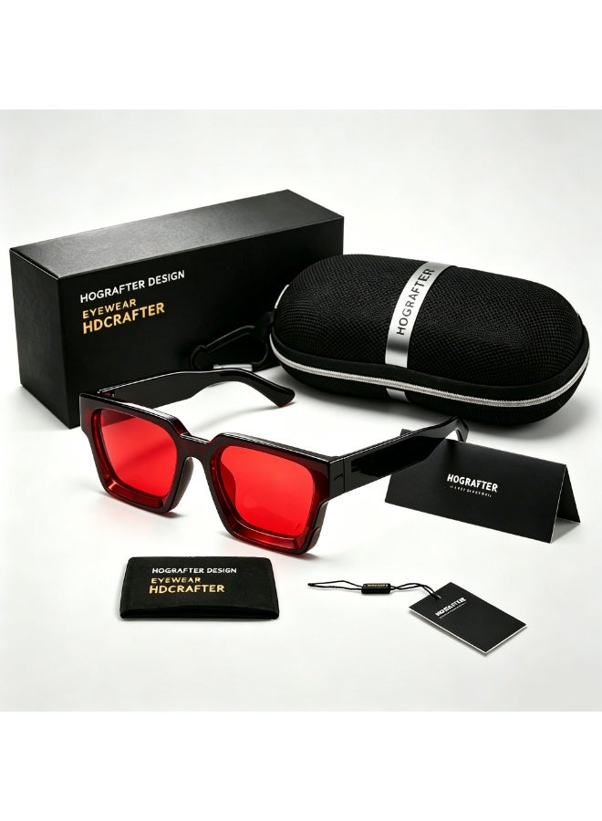 HDCRAFTER Thick Square Sunglasses for Men Women Retro Chunky Rectangle Shades UV400 Protection - Image 1