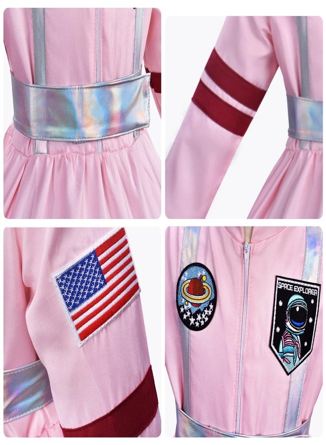 ZZIHAN Kids Astronaut Costume for Girls - Pink Space Costume with Rocket Headband, Gloves & Backpack | Toddler 3-4T, Halloween, Career Day, Birthday Gift, Dress Up & Pretend Play Outfit - Image 4