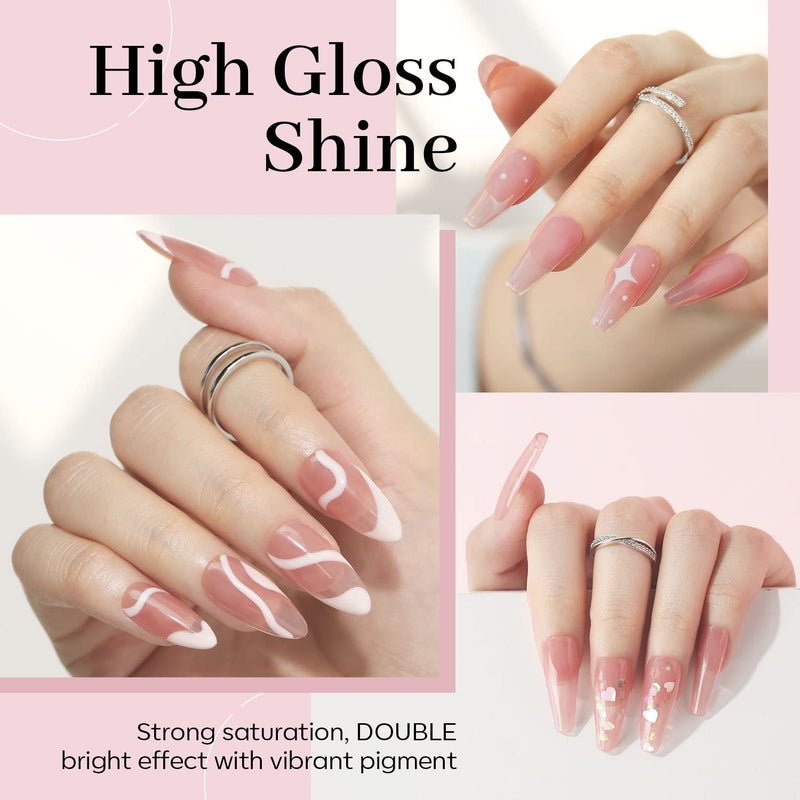 modelones Pink Gel Nail Polish, Jelly Nude Pink Gel Polish French Tip Base Colors Translucent Soak Off U V Soap Nails for Nail Art Manicure at Home 15ML - Image 3