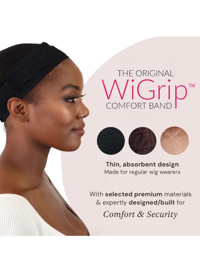 MILANO COLLECTION مجموعة ميلانو WiGrip حزام قبعة مريح أصلي قابل للتعديل للنساء يوفر دعمًا بدون لاصق حزام رأس غير قابل للانزلاق للنساء مقاس واحد يناسب الجميع عبوة متعددة الألوان 3 قطع - Image 4
