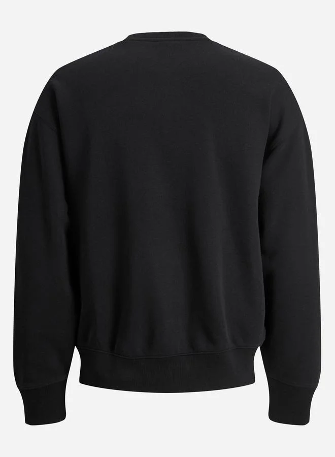 JACK & JONES Black Embroidered Patch Pullover Sweatshirt