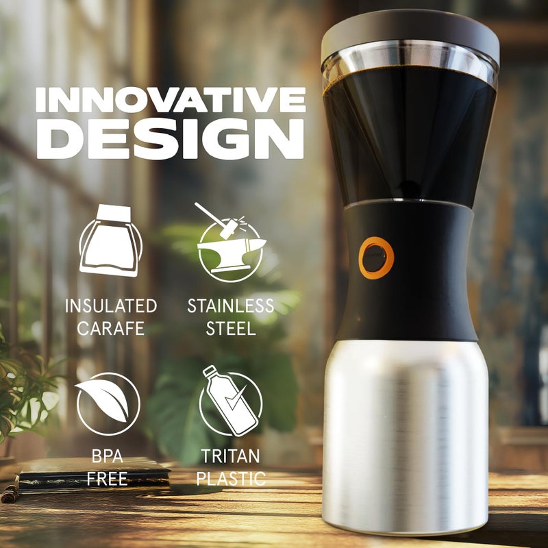 asobu Cold Brew Coffee Maker, Award-Winning 40oz Insulated Cold Brew Brewer with Portable Stainless Steel Carafe â€“ No.1 Europe Coffee Fest Winner, Leakproof, BPA-Free, Keeps Cold 24H - Image 5