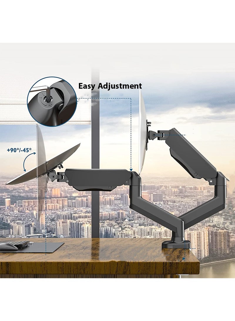 Arabest Dual Monitor Mount Stand, Articulating Gas Spring Monitor Arm, Adjustable Monitor Stand, Monitor Desk Mount with Clamp and Grommet Base - Fits 13 to 32 Inch LCD Computer Monitors  - Image 3