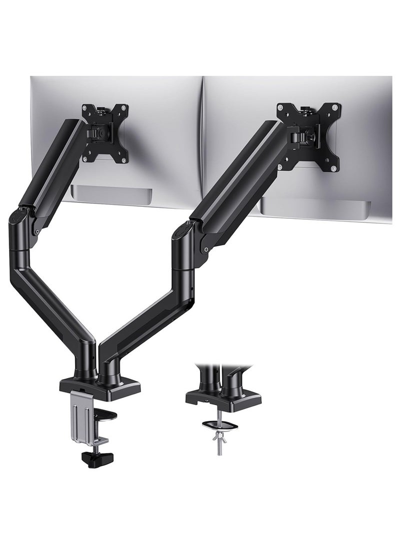 Arabest Dual Monitor Mount Stand, Articulating Gas Spring Monitor Arm, Adjustable Monitor Stand, Monitor Desk Mount with Clamp and Grommet Base - Fits 13 to 32 Inch LCD Computer Monitors  - Image 1