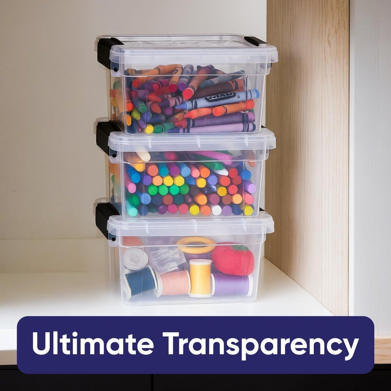 Superio Mini Storage Container Plastic Crayon Box Art Supplies and Sewing Case Stackable Clear Small Organizer for Beads, Stationery, Chalk, and Food, 1.4 Quart - Image 4