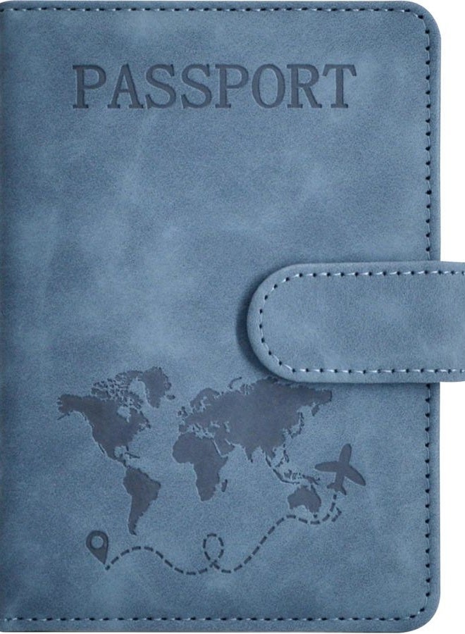 KAOBAN Passport Holder, Passport Cover with Credit Card Slot and Boarding Pass Slot Combo, Passport Wallet Case Book Travel Must Have, RFID Blocking Leather Travel Accessories, Navy Blue - Image 1