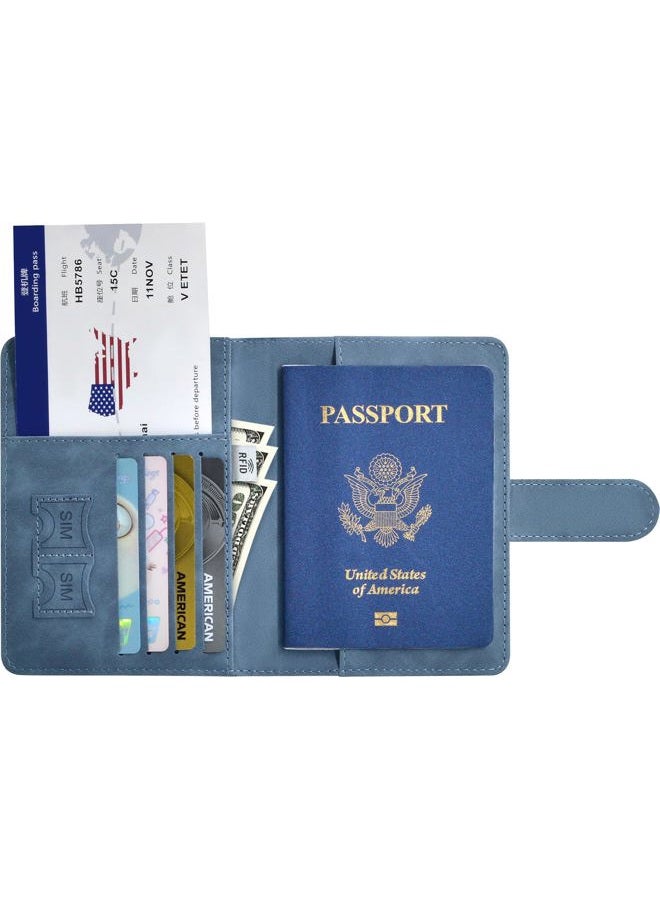 KAOBAN Passport Holder, Passport Cover with Credit Card Slot and Boarding Pass Slot Combo, Passport Wallet Case Book Travel Must Have, RFID Blocking Leather Travel Accessories, Navy Blue - Image 5