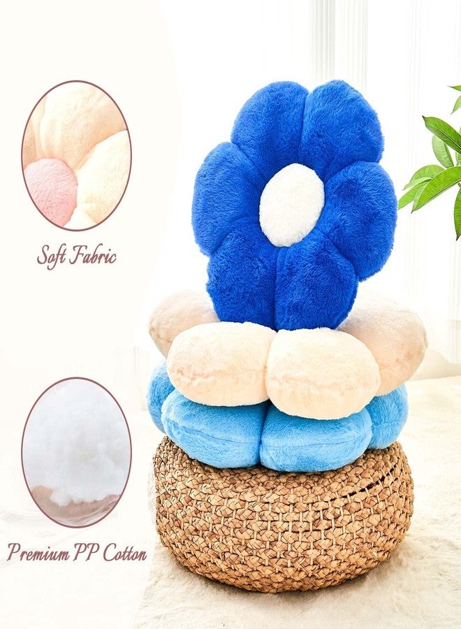 Kcvvcr Beige Flower Pillow, Cute Decorative Flower Shaped Throw Pillow with Faux Rabbit Fur, 14.9" Soft Flower Plush Throw Pillow Floor Pillows Room Décor for Bedroom Living Room - Image 4