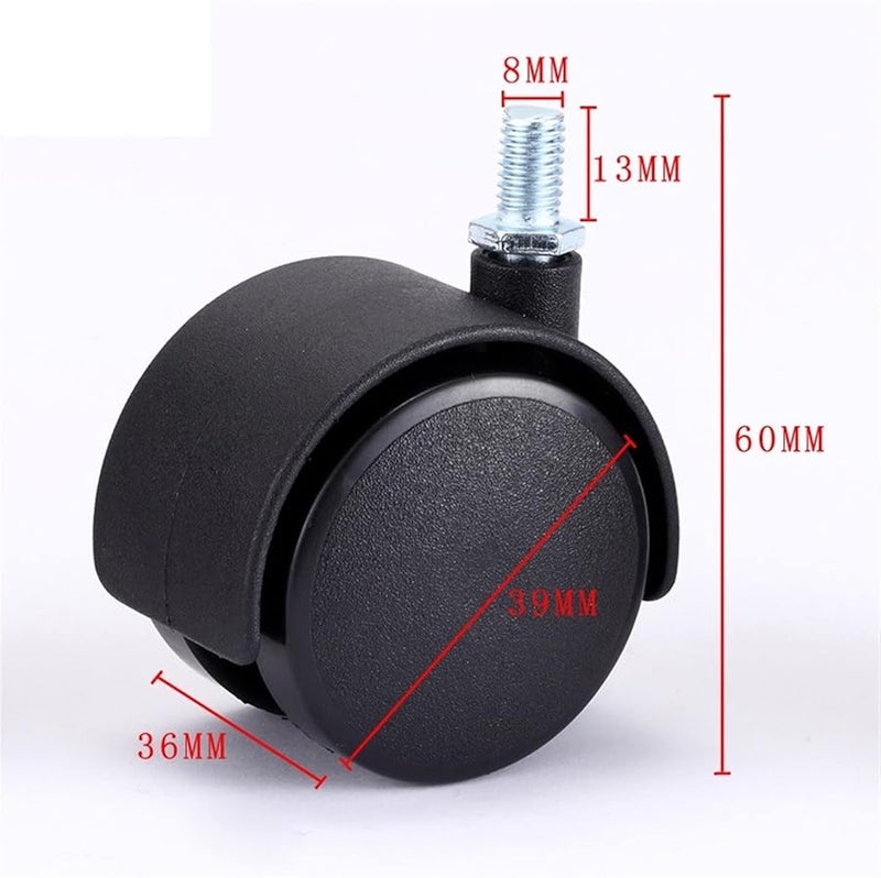 M8 Thread Swivel Caster Wheels 39mm 1.5 Inch Furniture Chair Trolley Hardware Screw Without Brake - Image 3