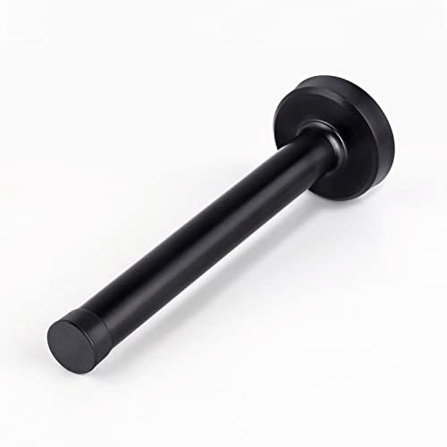 HUTLON Door Stops, 5 Inch Long Door Stopper, Wall Mount, Heavy Duty Solid Black Doorstop Brushed Stainless Steel with Soft Rubber Bumper Tips - Image 1