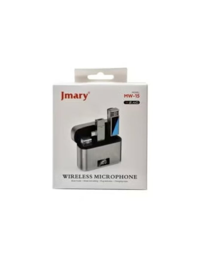 Jmary MW-15 2.4G Wireless Lavalier Microphone with Type-C & Lightning Receivers, Dual Wireless Lapel Mic System for Smartphones - Image 1