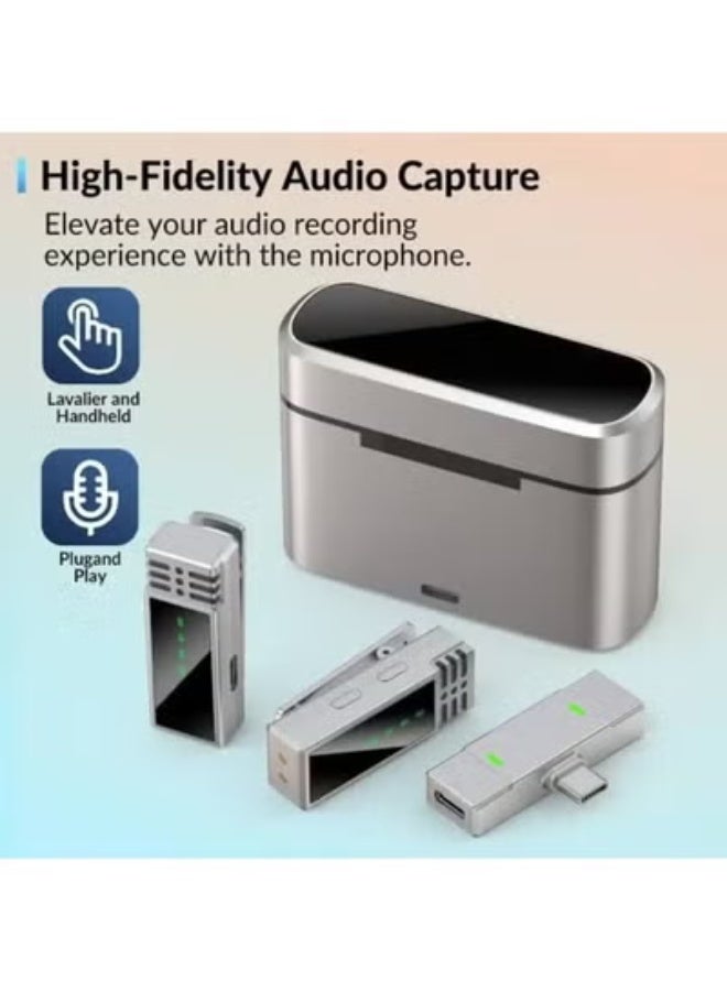 Jmary MW-15 2.4G Wireless Lavalier Microphone with Type-C & Lightning Receivers, Dual Wireless Lapel Mic System for Smartphones - Image 2