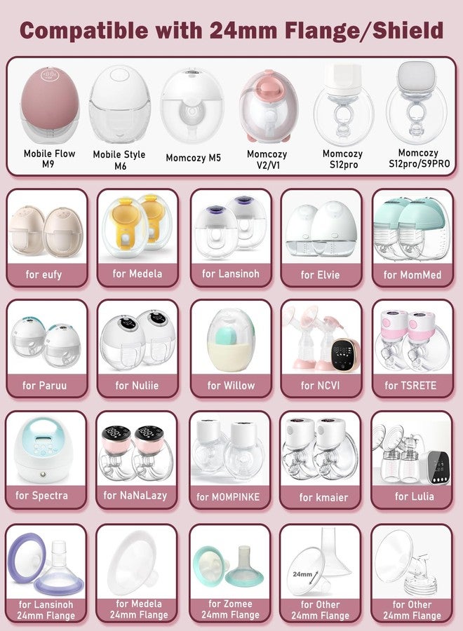 IVARONAL Flange Insert 4PCS 18mm Compatible with Momcozy M9/M6/M5/S12 Pro/V1 Pro/V2 pro, Spectra/Medela/Elvie/NCVI/TSRETE/eufy/Lansinoh/Paruu/MomMed Breast Pump 24mm Shields/Flanges (4pcs-18mm) - Image 2