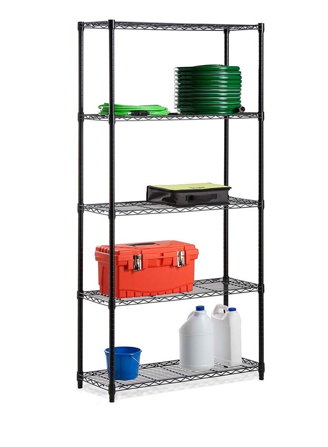 BLOOMING TIME 5-Tier Layer Heavy Type Carbon Steel 5 Shelf Shelving Storage Unit Rack Storage Organizer Black - Image 1