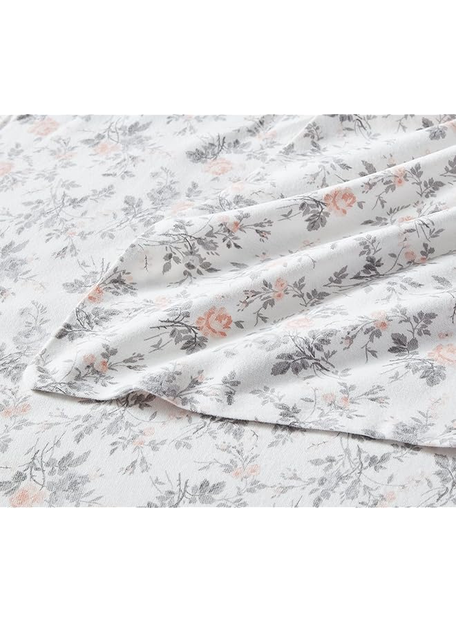 لورا أشلي طقم ملاءات كامل من القطن الناعم الناعم لمزيد من النعومة والراحة، لون رمادي روزالي كامل - Image 4