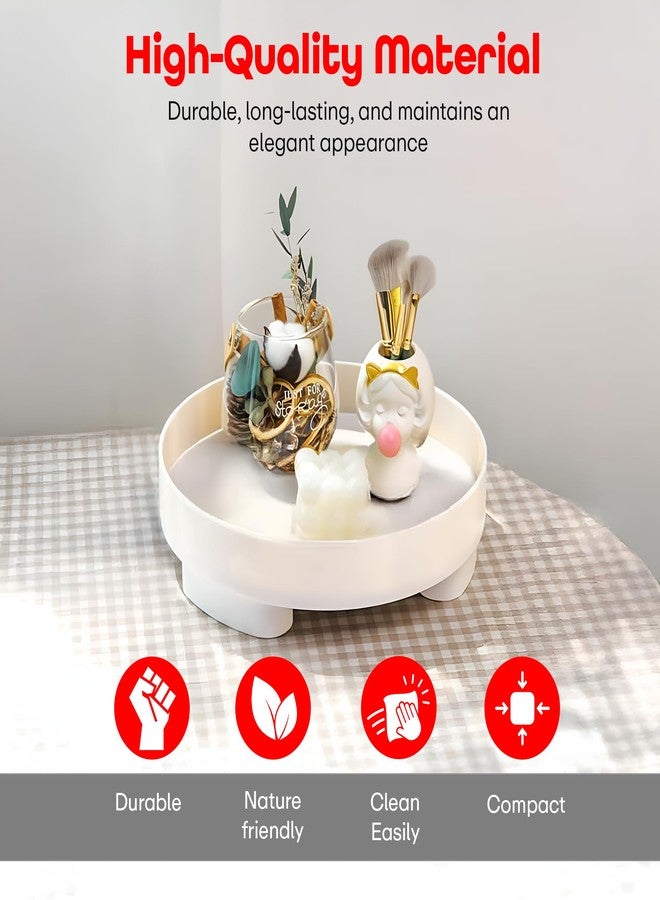 PRIME PICK Modern White Round Tray - 9.5 Inch Decorative Tray, Organizer, Storage Box, Coffee Table Tray for Home Decor, Gift for Women, Mom, Girls - Image 5