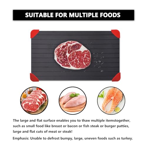 YUNDOOG Defrosting Tray for Frozen Meat Rapid and Safer Way of Thawing Food Large Size Defroster Plate Thaw by Natural Heating A Pack with 14×8in - Image 3