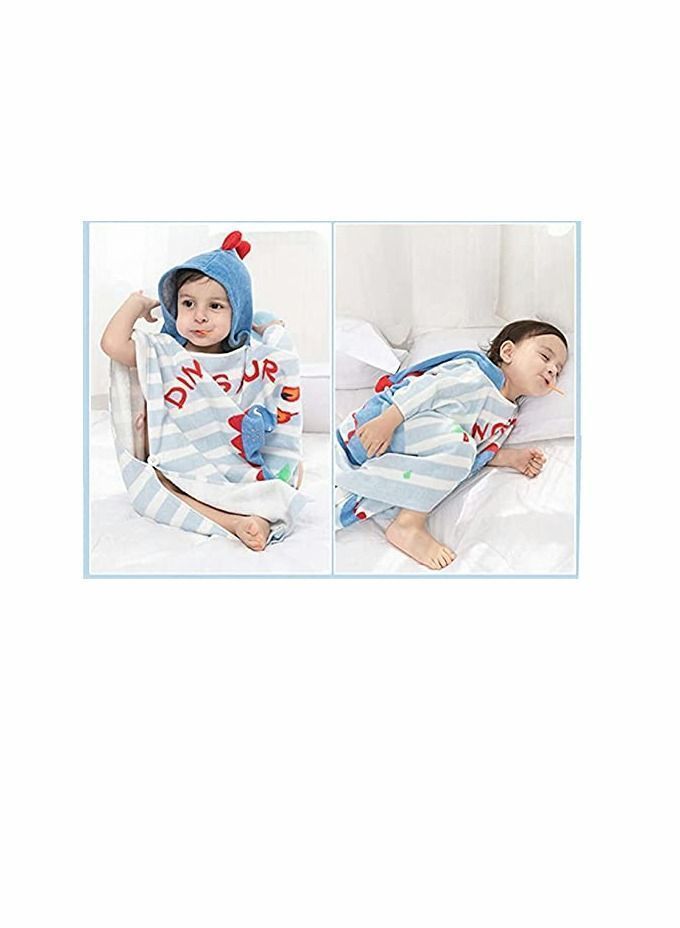 Kids Bath/Pool/Beach Hooded Poncho Towel-Cartoon Animal Pattern Cotton Beach Towel for Baby and (Dinosaur) - Image 2