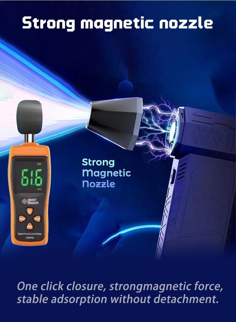 بندقية كهربائية منفاخ مروحة يدوية صغيرة مع شفرة التوربينات ، مروحة توربو المحمولة مع مصباح LED ، مروحة منفاخ 130000 دورة في الدقيقة ، وضبط السرعة ، مروحة للشواء مصغرة منفاخ ، عالية الكفاءة تنظيف الس - Image 3