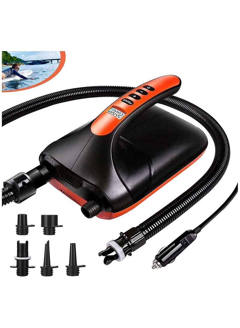 KASTWAVE مضخة هواء كهربائية بحد أقصى 2 رطل لكل بوصة مربعة مع مرحلتين للنفخ والتفريغ، مضخة كهربائية رقمية LCD مع 6 فوهات لألواح التجديف الواقفة والقوارب والرياضات المائية والخيمة القابلة للنفخ وكرة اليوجا - Image 1