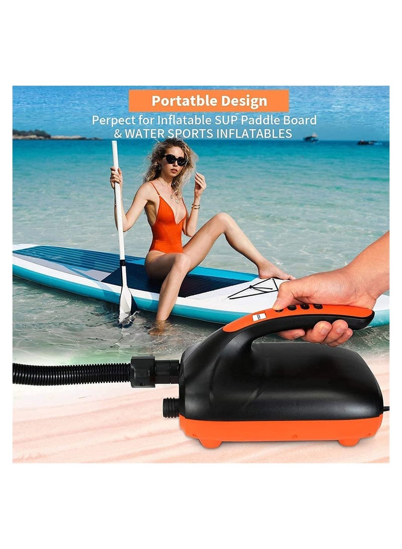 KASTWAVE مضخة هواء كهربائية بحد أقصى 2 رطل لكل بوصة مربعة مع مرحلتين للنفخ والتفريغ، مضخة كهربائية رقمية LCD مع 6 فوهات لألواح التجديف الواقفة والقوارب والرياضات المائية والخيمة القابلة للنفخ وكرة اليوجا - Image 2