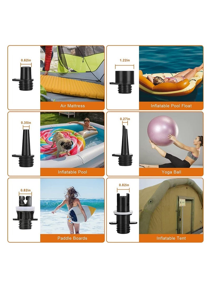 KASTWAVE مضخة هواء كهربائية بحد أقصى 2 رطل لكل بوصة مربعة مع مرحلتين للنفخ والتفريغ، مضخة كهربائية رقمية LCD مع 6 فوهات لألواح التجديف الواقفة والقوارب والرياضات المائية والخيمة القابلة للنفخ وكرة اليوجا - Image 4