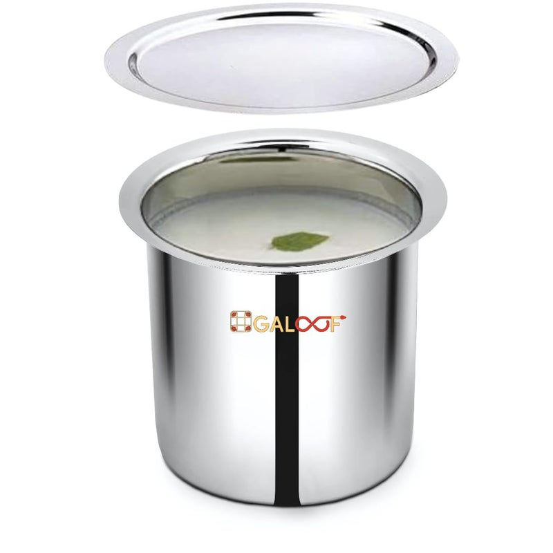 GALOOF Stainless Steel Deep Gunj with Lid for Boiling Milk and Water | Flat Bottom Deep Milk Pot with Lid Set of 3 | Long Tapeli Milk Boiler Vessel | 1 L, 1.3 L, 1.7 L Set of 3 Milk Pot Set with Lid - Image 3