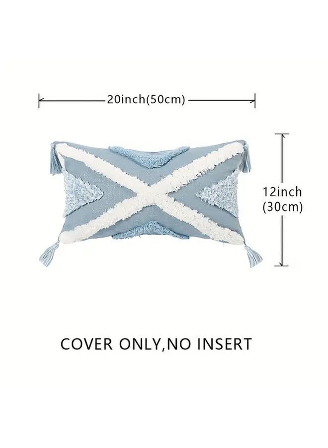 White Boho Throw Pillow Cover 20x20 Inch with Tassels And Zip Closure - Image 4