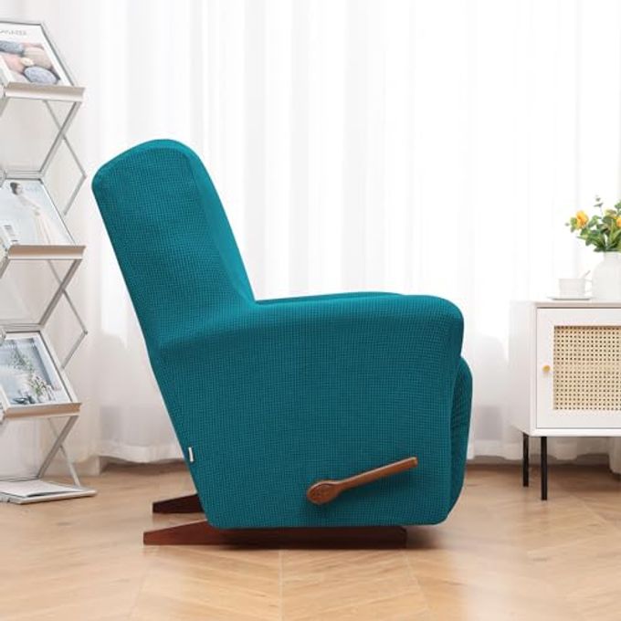 KEKUOU Recliner Chair Covers,Lazy Boy Recliner Covers Stretch Couch Cover Slipcovers 1 Piece Furniture Protector with Elastic Bottom for Kid,Dog(Recliner,Peacock Blue) - Image 3