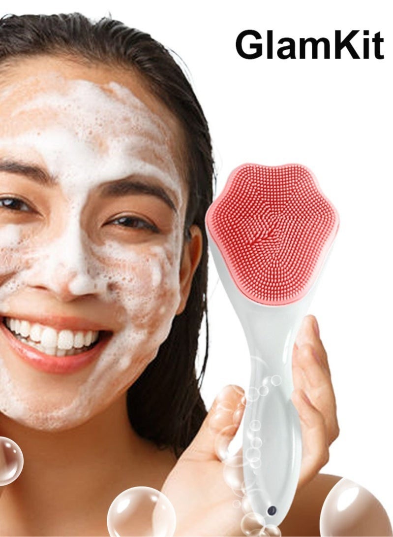 GlamKit Silicone Facial Cleansing Brush, Cleanser Face Exfoliator Fine Bristles for Sensitive Skin Easy to Clean Lather Well (pink) - Image 2