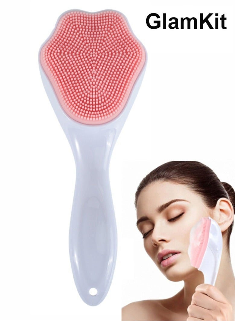 GlamKit Silicone Facial Cleansing Brush, Cleanser Face Exfoliator Fine Bristles for Sensitive Skin Easy to Clean Lather Well (pink) - Image 1