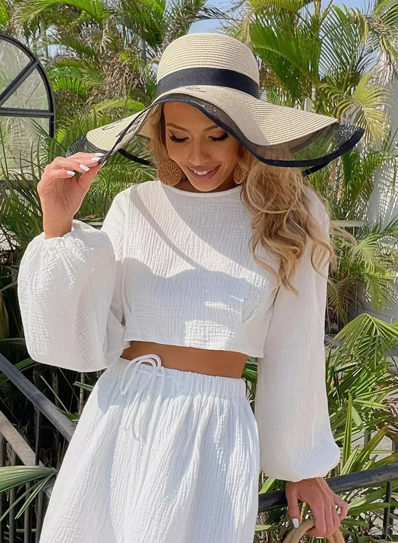 Lantern Sleeve Crop Top  - Image 5