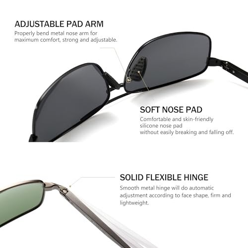 SUNGAIT Ultra Lightweight Rectangular Polarized Sunglasses Men UV400 Protection SGT458HH-QMLV-8 - Image 5