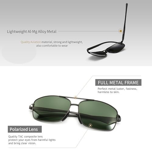 SUNGAIT Ultra Lightweight Rectangular Polarized Sunglasses Men UV400 Protection SGT458HH-QMLV-8 - Image 4