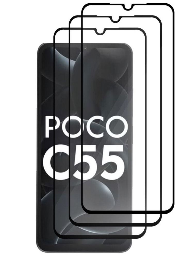 CATANES 3 Pack For Xiaomi Poco C55 Screen Protector Tempered Glass Full Glue Back  - Image 2