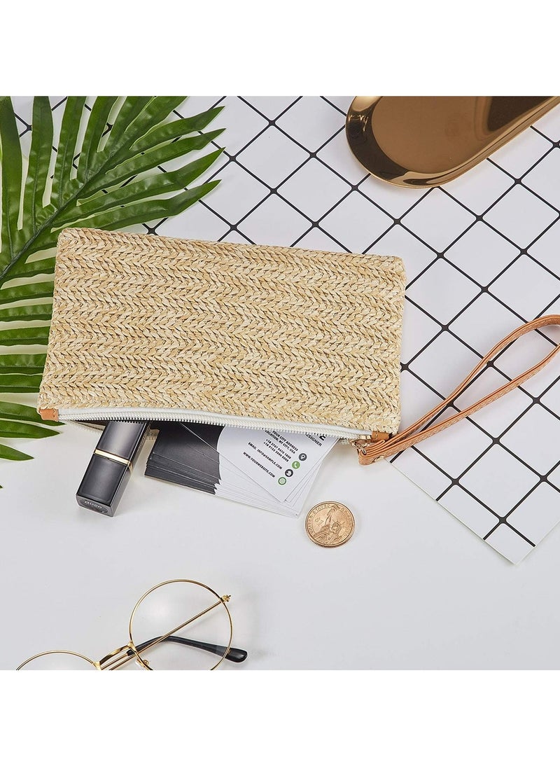 Oasisgalore 2 Pieces Women Straw Clutch Purse Straw Handbag for Women Summer Beach Straw Bag Bohemian Wristlet Bag - Image 3