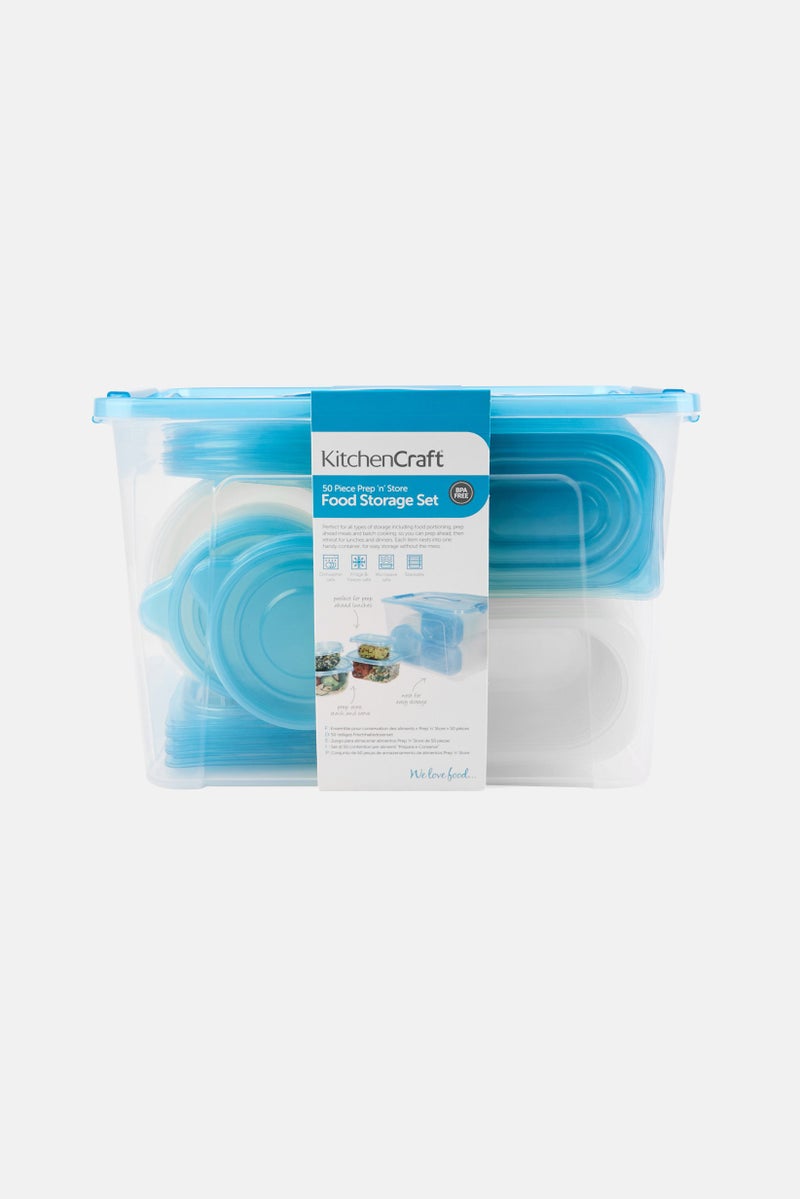 KitchenCraft 50 Pieces Prep n Food Storage Set, Blue - Image 1
