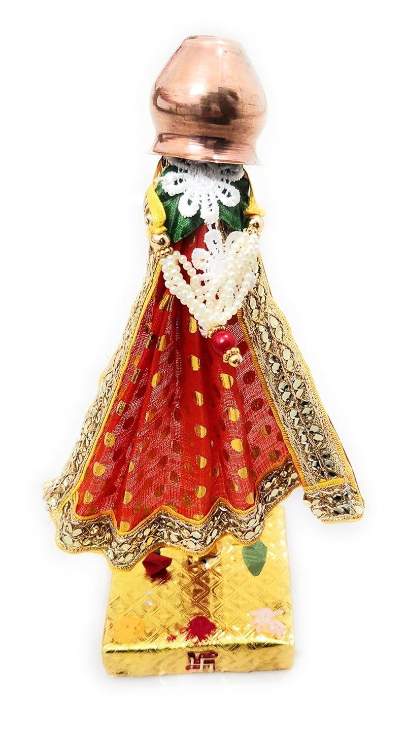 Punyatva Readymade Gudhi Orange Medium Maharashtrian Festival Gudi Padwa StandGudiPadwa Decoration Showpiece with Copper Vessel MediumGudhiPadwa GiftGudhi Padawa Dcor - Image 3