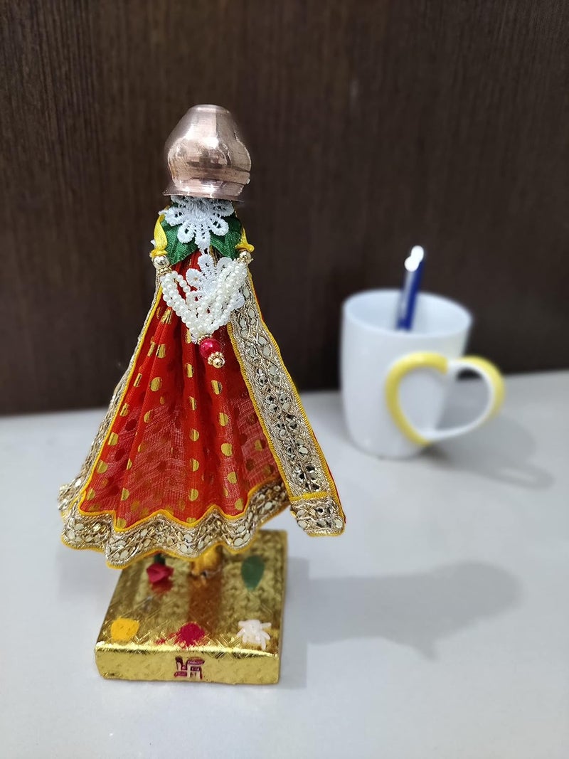 Punyatva Readymade Gudhi Orange Medium Maharashtrian Festival Gudi Padwa StandGudiPadwa Decoration Showpiece with Copper Vessel MediumGudhiPadwa GiftGudhi Padawa Dcor - Image 5