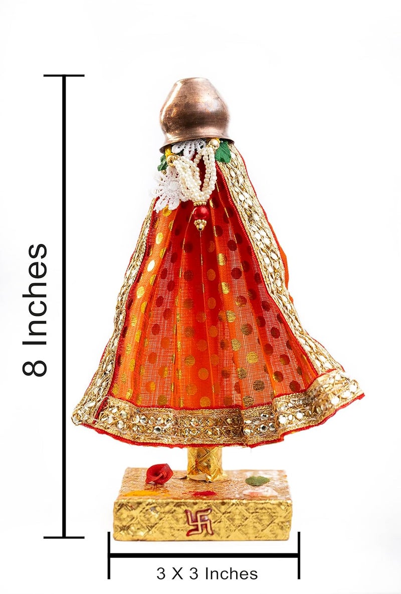 Punyatva Readymade Gudhi Orange Medium Maharashtrian Festival Gudi Padwa StandGudiPadwa Decoration Showpiece with Copper Vessel MediumGudhiPadwa GiftGudhi Padawa Dcor - Image 4