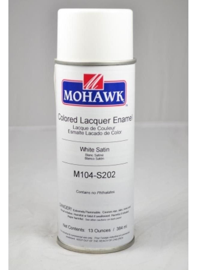 Mohawk Finishing Products Mohawk Colored Lacquer Enamel White Satin M104 S202 Premium Spray for Wood Fast Drying - Image 1