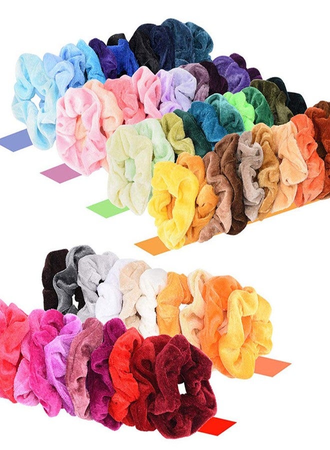 LOVEF 50 Pcs Premium Velvet Hair Scrunchies Hair Bands for Women or Girls Hair Accessories with Gift Bag,Great Gift for Holiday Seasons - Image 2