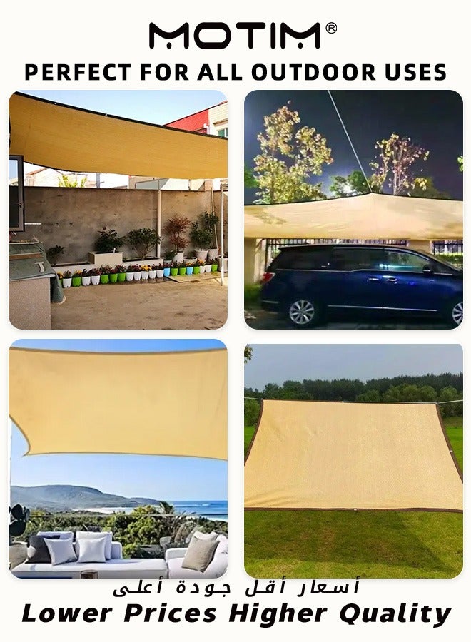 موتيم مظلة شراع مظلة شراعية قابلة للنفاذ للهواء ومقاومة للأشعة فوق البنفسجية مظلة مربعة الشكل مع طقم تثبيت من الفولاذ المقاوم للصدأ للفناء الخلفي للحديقة والفناء الخلفي 6م × 4م - Image 5
