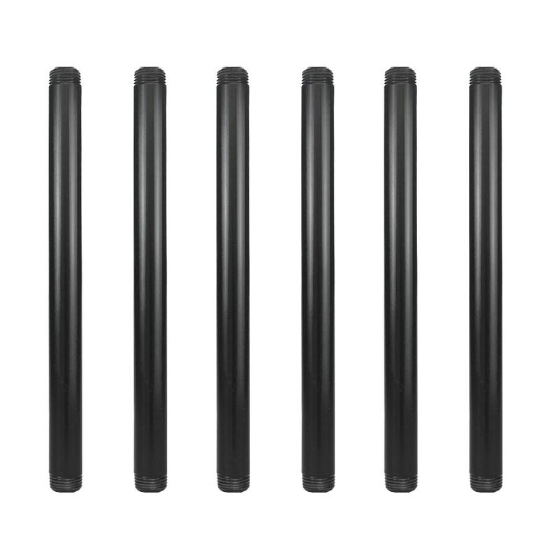 GeilSpace 6 Pack 1/2" Ã— 10" Pre-Cut Black Metal Pipe, Industrial Steel Fits Standard Half Inch Black Threaded Pipes and Fittings - Vintage DIY Industrial Shelving (1/2" Ã— 10")