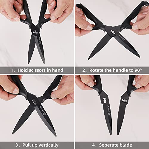 Sunnecko Kitchen Scissors All Purpose Heavy Duty Scissors Titanium Coated, Kitchen Shears for Food, Micro Serrated with Detachable Blades - Image 4